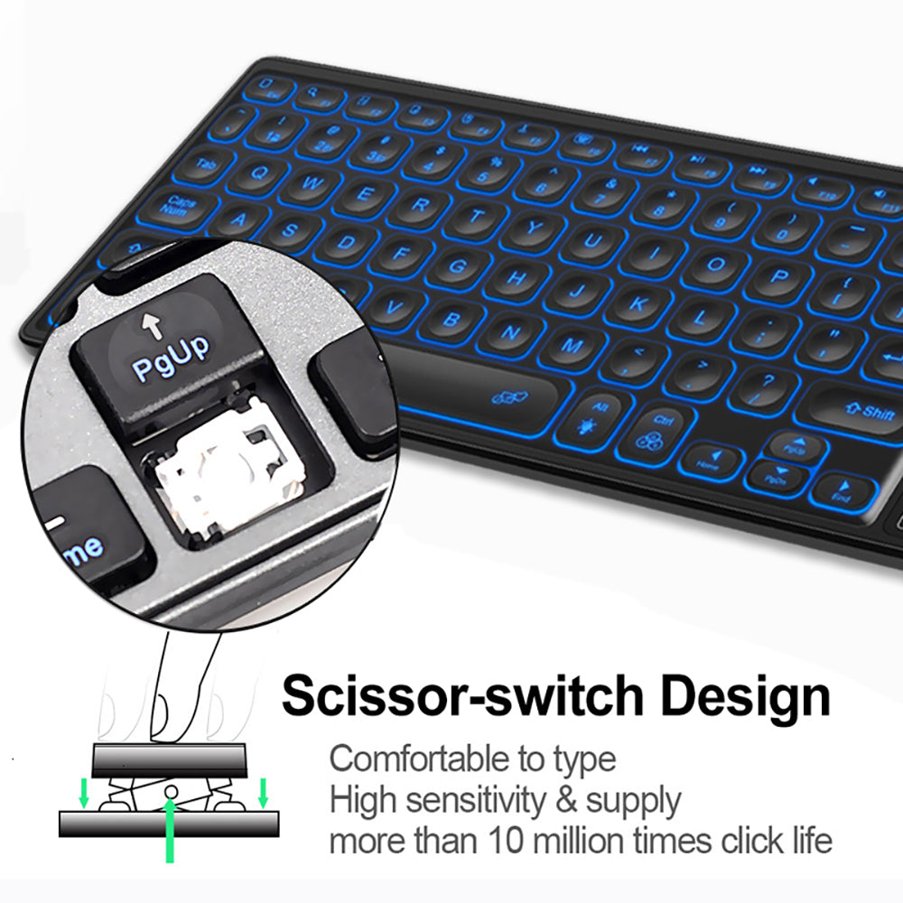 Backlit Wireless Keyboard with Touchpad and Rechargeable Battery