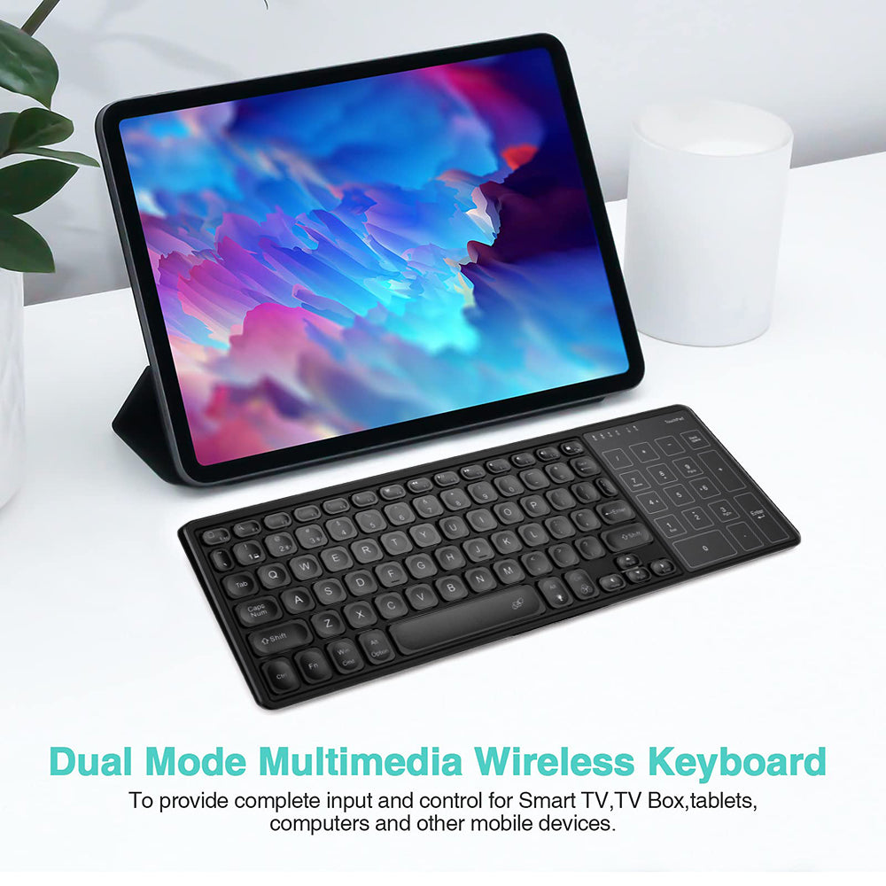 Backlit Wireless Keyboard with Touchpad and Rechargeable Battery
