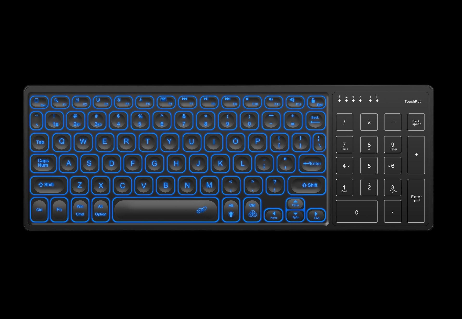Backlit Wireless Keyboard with Touchpad and Rechargeable Battery