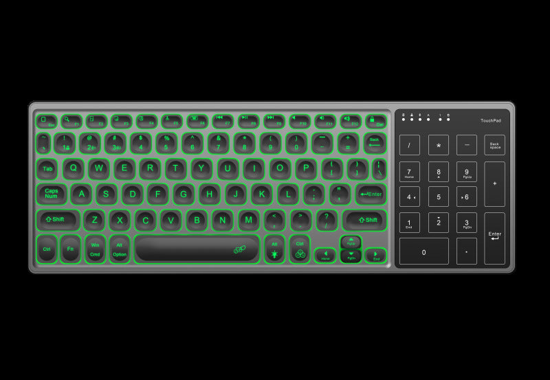 Backlit Wireless Keyboard with Touchpad and Rechargeable Battery